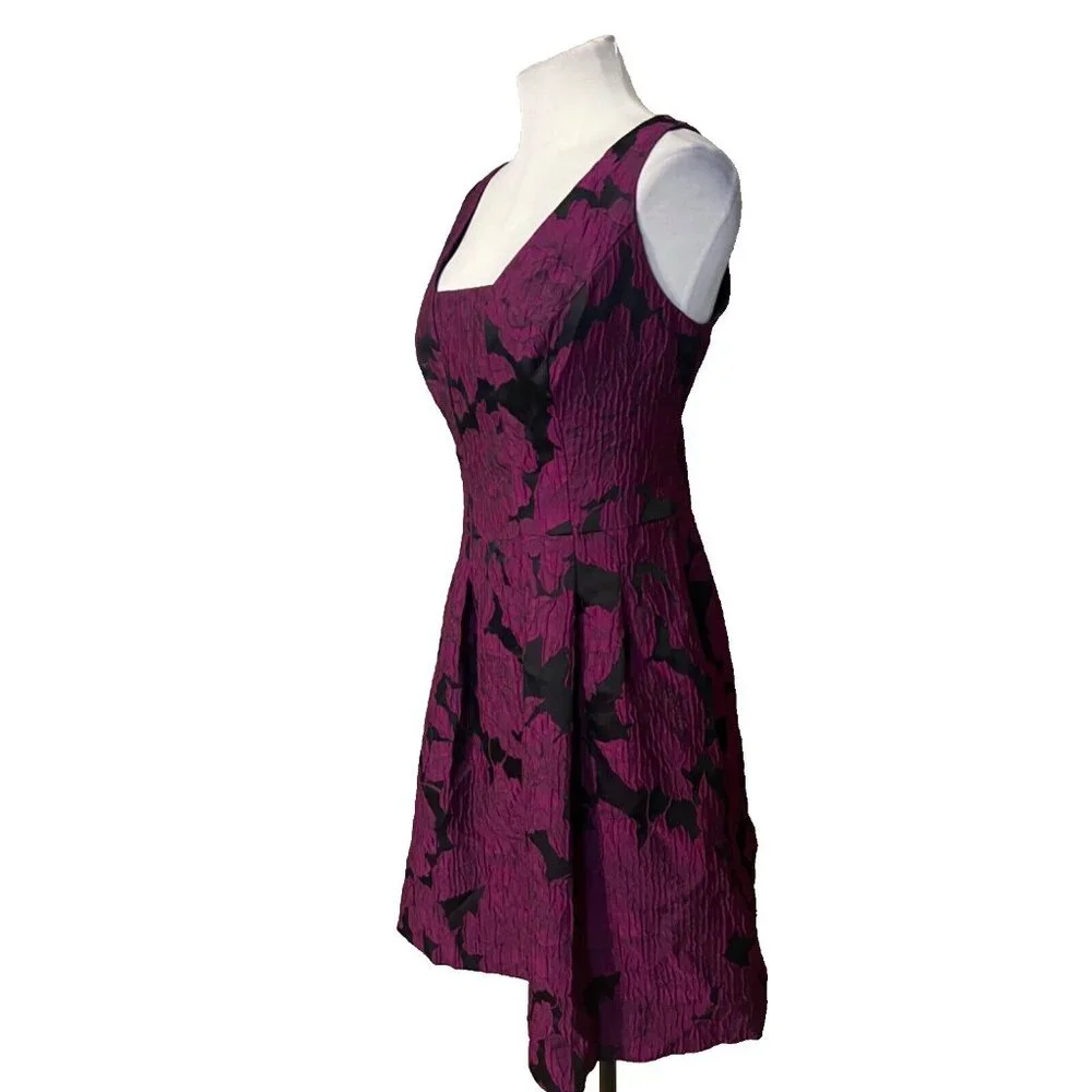 Ralph Lauren A Line Jacquard Dress 14 Pink Black Sleeveless Party Wedding - Picture 4 of 13